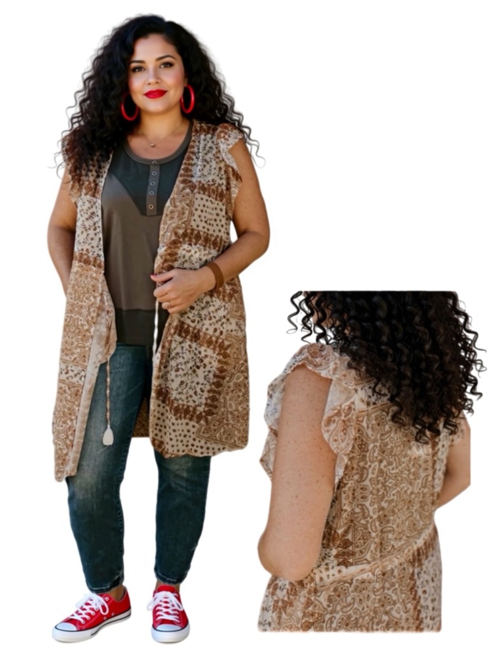 Davi & Dani Open Komono in Plus 3X + Drawstring and Pockets NWOT - Picture 1 of 17